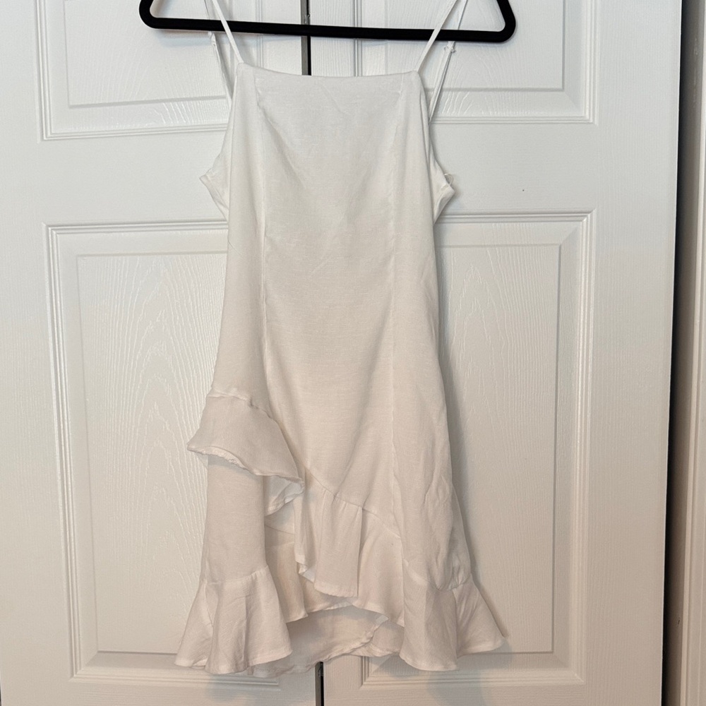 White Ruffle Hem Slip Dress size M